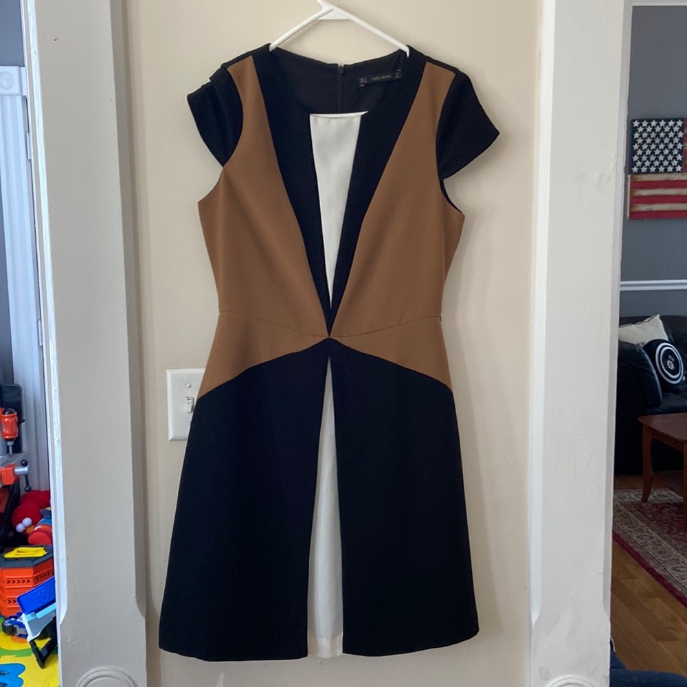 Zara basic size medium black/brown/white dress